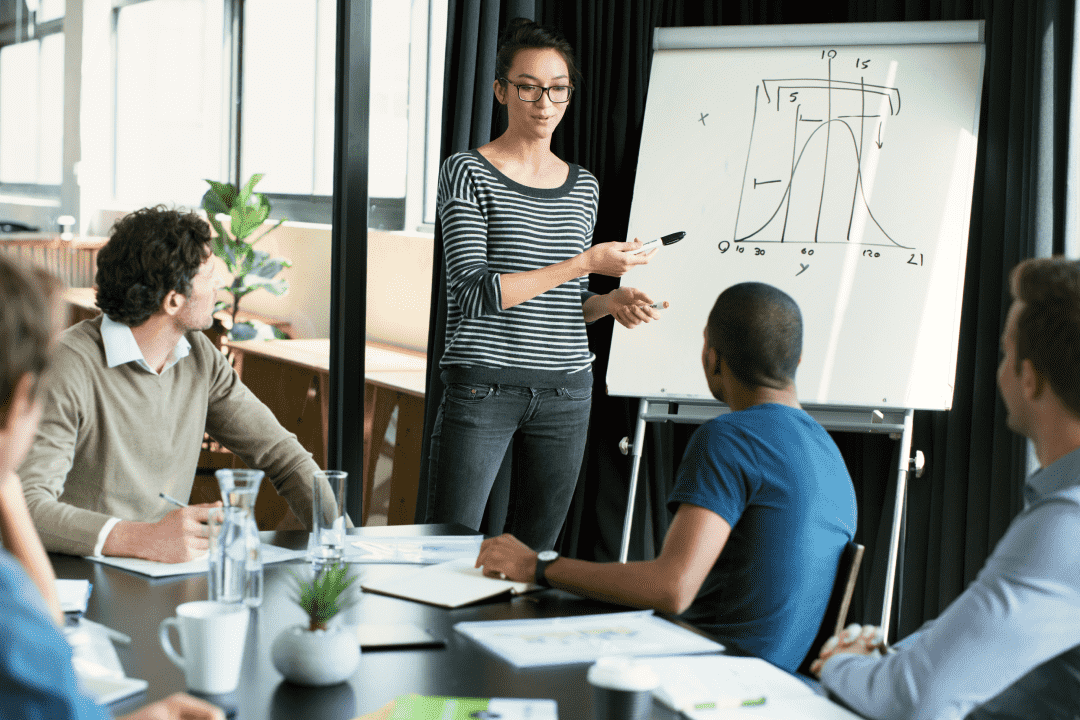 Woman making a presentation for the team